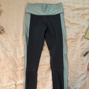 black and blue leggings with mesh